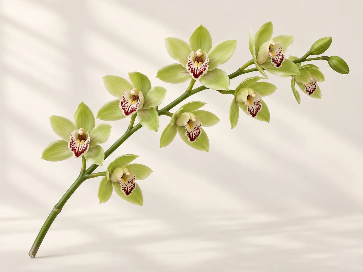 Grupo de flores rosas y crema de orquídea cymbidium