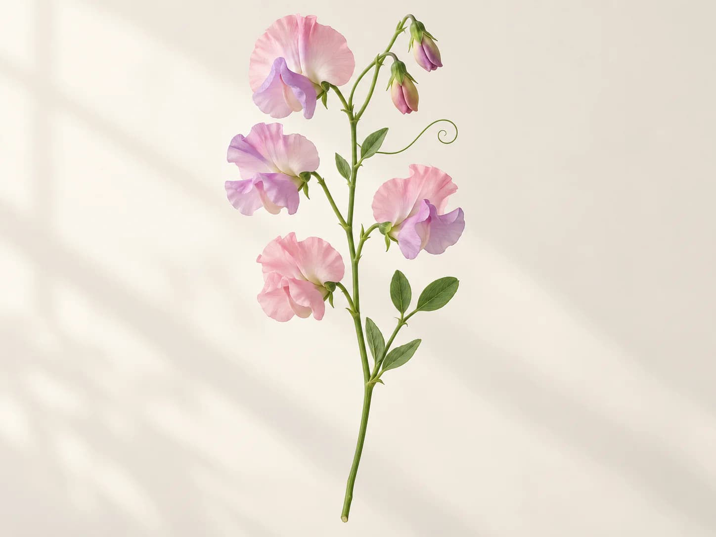 Flor rosa y crema de guisante de olor en primer plano